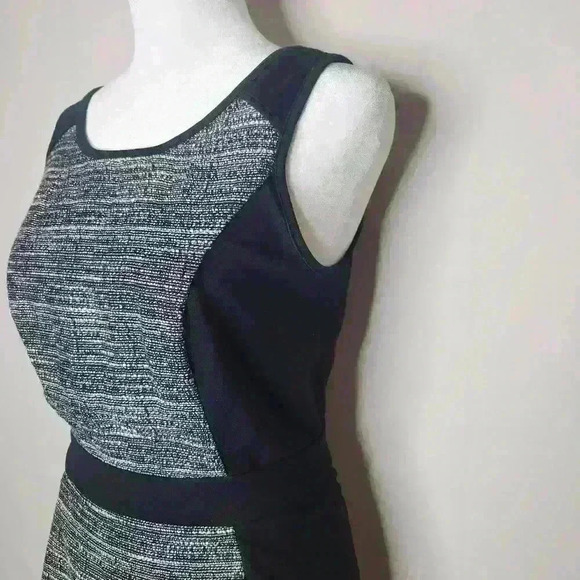 Elle women's black and gray knee length sleeveless dress tweed front size 2 - Picture 3 of 8